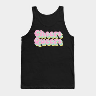 Cheers Queers Pastel Layered Lettering Font Tank Top